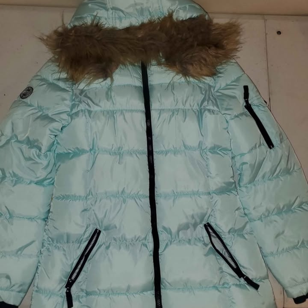 Justice Light Blue Puffer Jacket with Quilted Design
